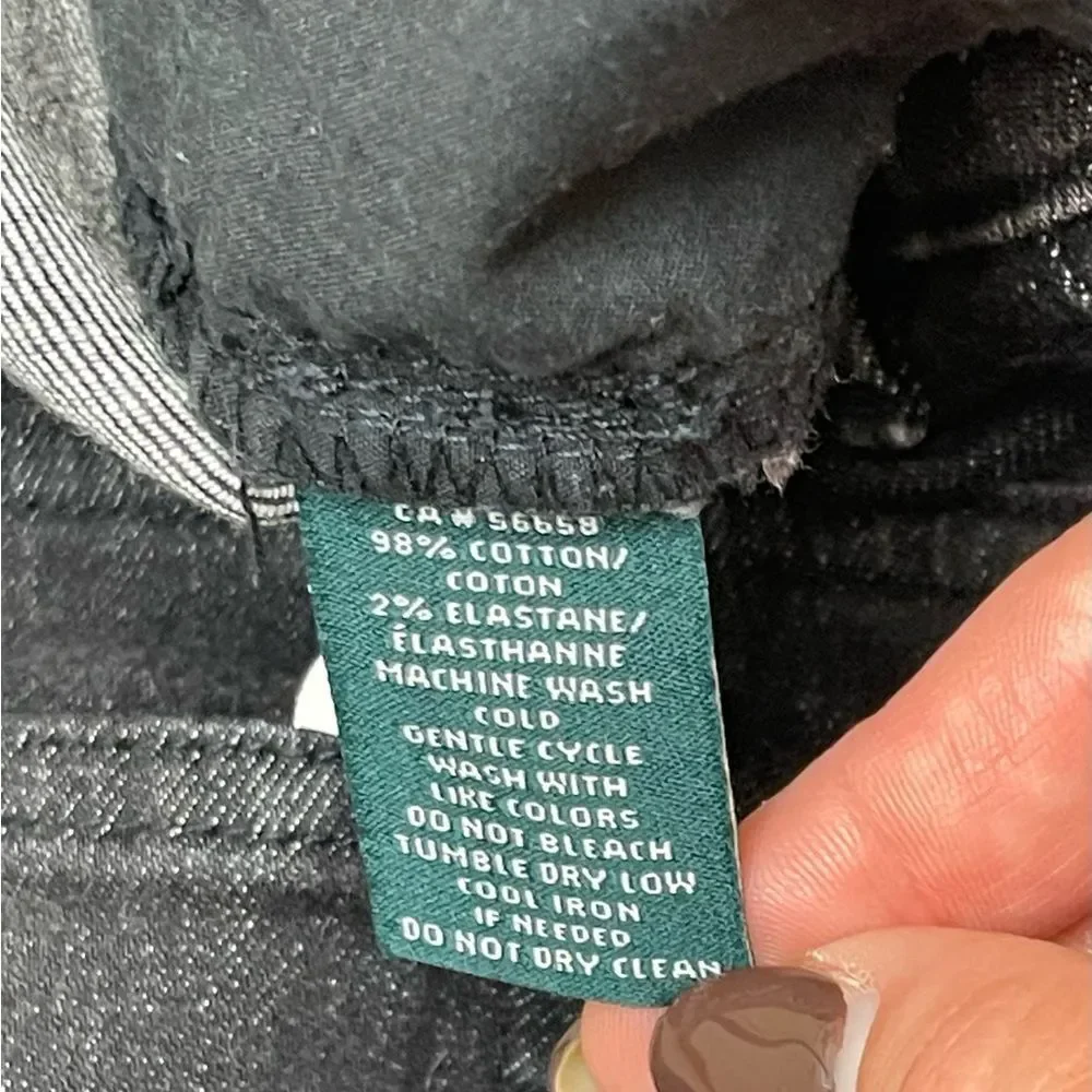 Lauren Ralph Lauren Black Straight Leg Jeans Size 12 Hemmed Classic Preppy - Picture 5 of 9